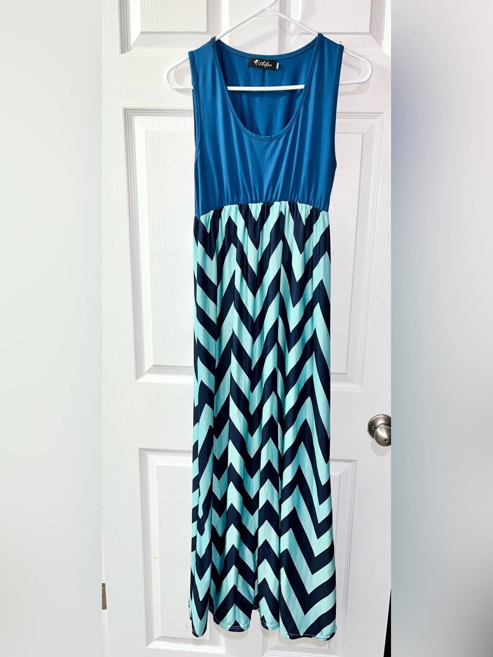 Chevron Blue Maxi Dress